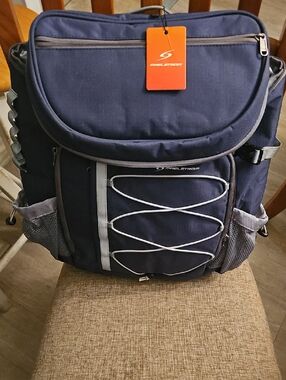 Men’s Navy Blue Backpack with Front Bungee